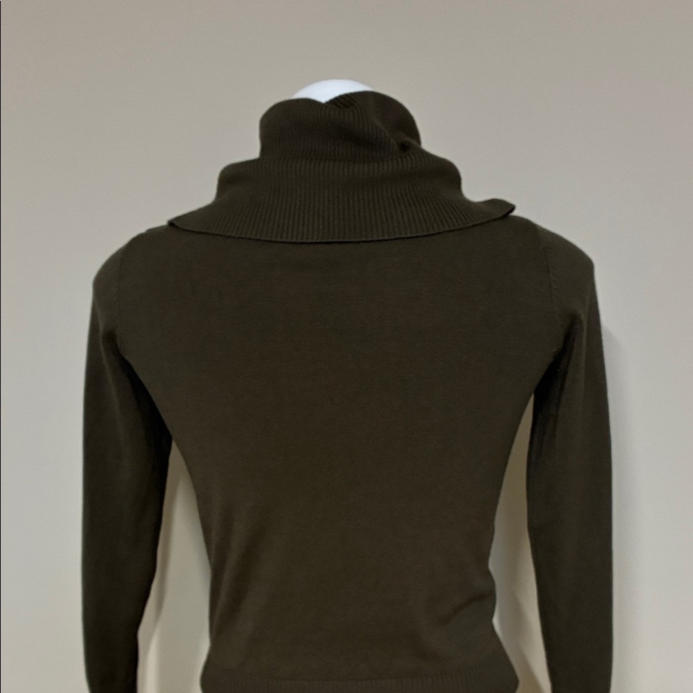 Cleo Dark Olive Cowl Neck Sweater; Soft Rayon Blend; Size: XSP - Picture 3 of 10